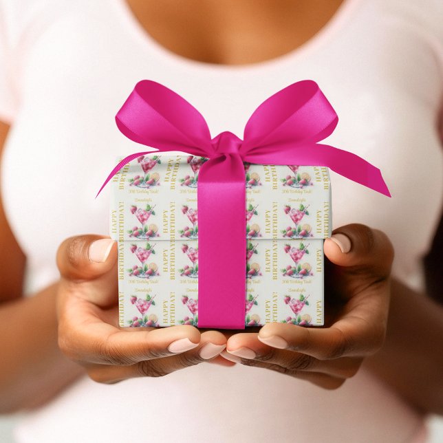 Papel De Regalo Bonito personalizado en el 30 de Rosa Feliz Cumple (Subido por el creador)