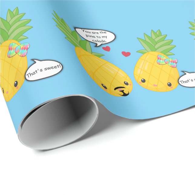 Papel De Regalo Bonito piña tropical Pina colada romántica (Esquina del rollo)