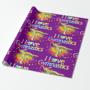 PAPEL DE REGALO BONITO PÚRPURA ME ENCANTA EL DISEÑO DE GIMNASTICAS