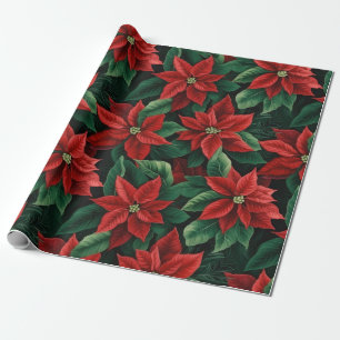 Papel De Regalo Bonito Red and Green Poinsettias Digital Art