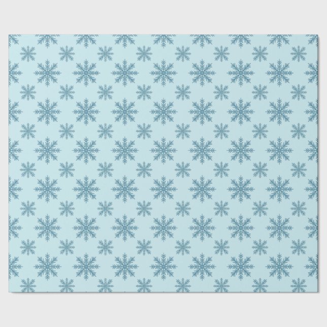 Papel De Regalo Bonito retro patrón de copo de nieve azul acuarela (Costura)