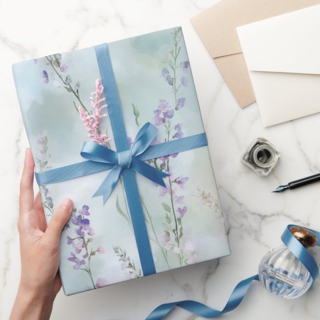 Papel De Regalo Bonito romántica Boda morado floral (Regalar)