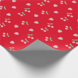 Papel De Regalo Bonito Rosa Cerezo Fresa Fruta Patrón Rojo