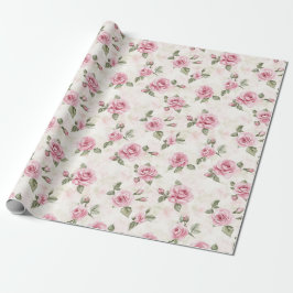 Papel De Regalo Bonito Rosa Roses Floral Brillante