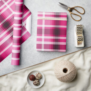 Papel De Regalo Bonito Rosa Tartan Plaid