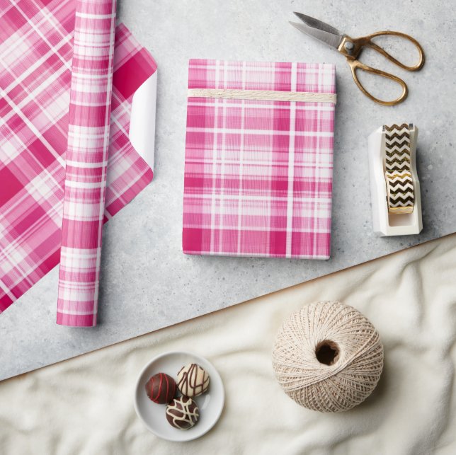 Papel De Regalo Bonito Rosa Tartan Plaid (Artesanía)