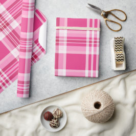 Papel De Regalo Bonito Rosa Tartan Plaid
