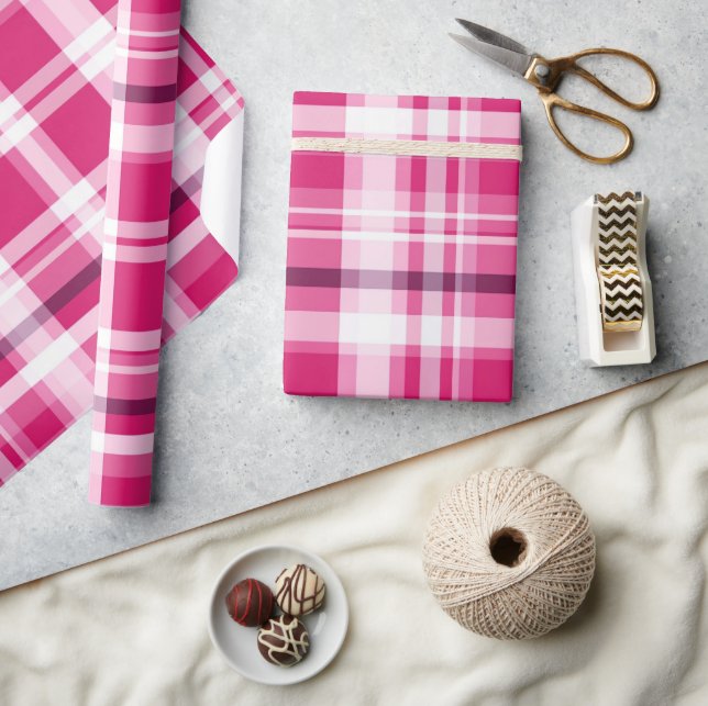 Papel De Regalo Bonito Rosa Tartan Plaid (Artesanía)