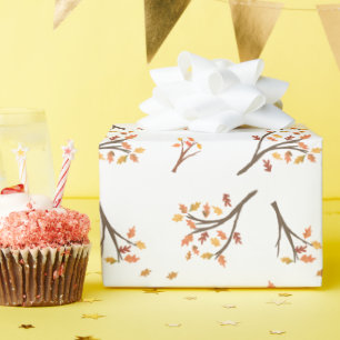 Papel De Regalo Bonito Sucursal Otoño Sale De Blanco