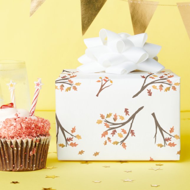 Papel De Regalo Bonito Sucursal Otoño Sale De Blanco (Fiesta de cumpleaños )