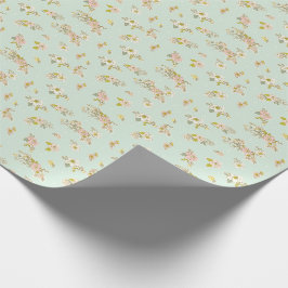 Papel De Regalo Bonito Vintage Green Floral Pink