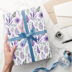 Papel De Regalo Bonito Watercolor Floral Lavanda Morado Botánico