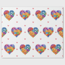 Papel De Regalo Bonitos corazones florales en El día de San Valent