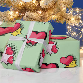 Papel De Regalo Bonitos regalos de corazón rojos y negros de histo