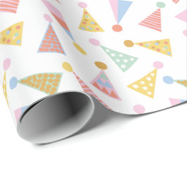 Papel De Regalo Bonitos y coloridos sombreros de fiesta en blanco
