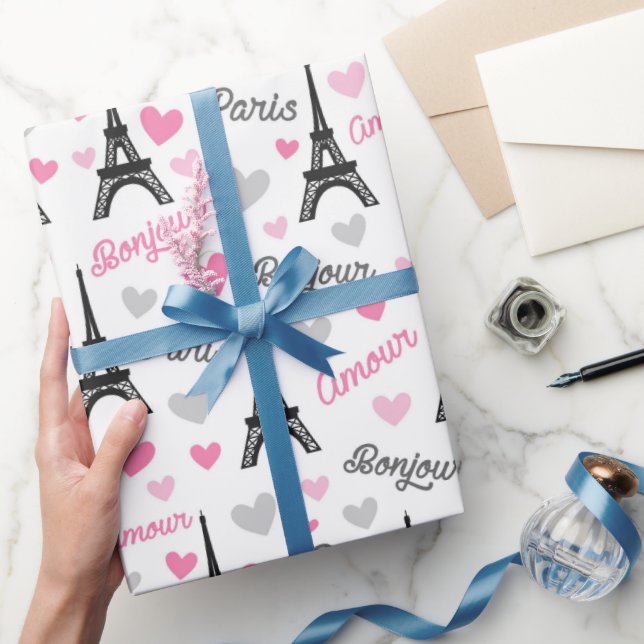 Papel De Regalo Bonjour Paris patrón fiesta ajuste (Regalar)