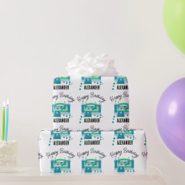 Papel De Regalo Bonza Casa Jumping Castillo Cumpleaños Nombre Niño