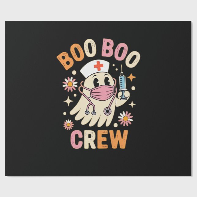 Papel De Regalo Boo Boo Crew Halloween Ghost Nurse Essential T-Shi (Superficie plana)