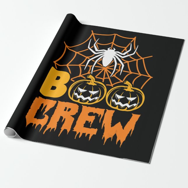 Papel De Regalo Boo Calabaza Halloween Araña Enfermera de Hallowee (Desenrollado)