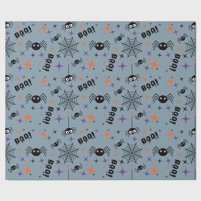 Papel De Regalo ¡Boo! Cobweb y Spider Seamless Creepeen Halloween (Costura)