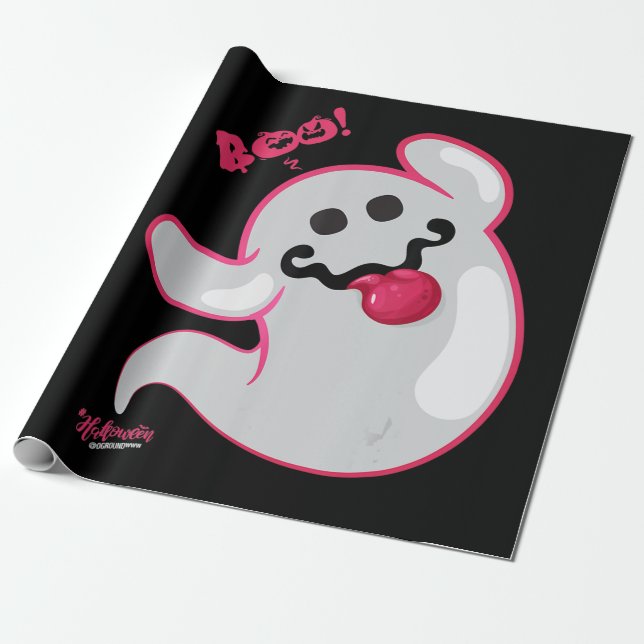Papel De Regalo Boo Ghost Bats Spider Creeping Halloween (Desenrollado)
