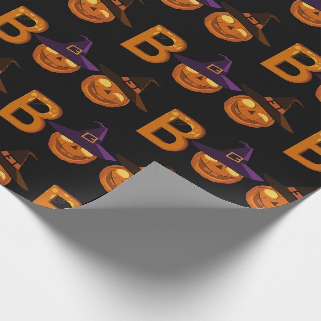 Papel De Regalo Boo Halloween Calabaza Ilustracion  (Esquina)