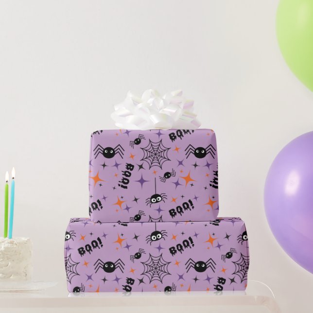 Papel De Regalo ¡Boo! Spider Cobweb Seamless Wrapy Paper (Regalos de fiesta)