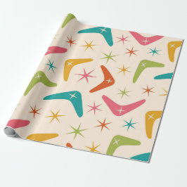 Papel De Regalo Boomerang de mediados de siglo con explosiones de 