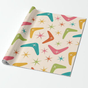 Papel De Regalo Boomerang de mediados de siglo con explosiones de 