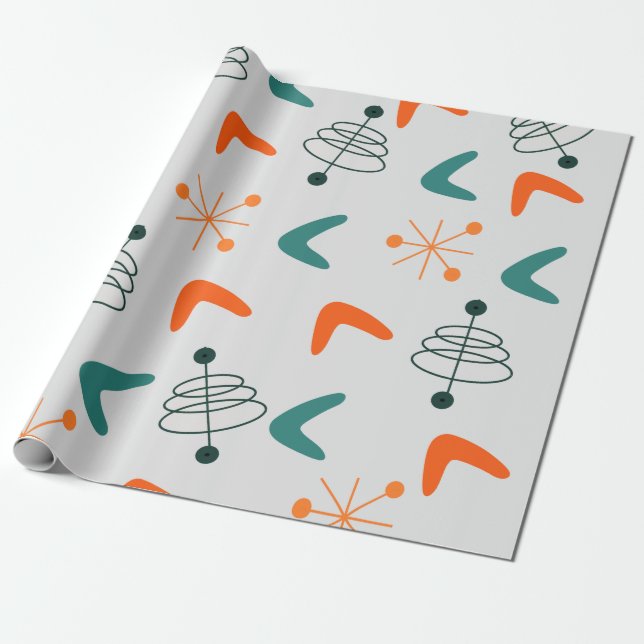 Papel De Regalo Boomerangs Atómicos Modernos De Mediados Del Siglo (Desenrollado)