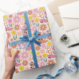 Papel De Regalo Boots de niña de vaca rosa