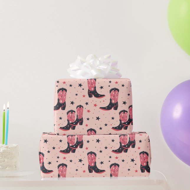 Papel De Regalo Boots de niña de vaca rosa (Regalos de fiesta)