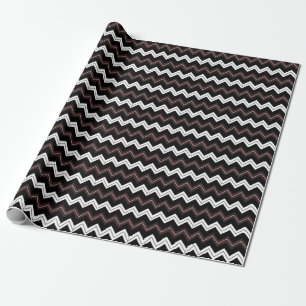 Papel De Regalo Bordado de Chevron de rayas blancas y negras y mar