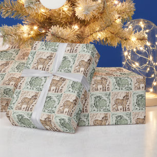 Papel De Regalo Bordado en bloque de ovejas y burros en manta - Ve