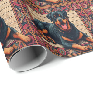 Papel De Regalo Borde de color estiloso de Rottweiler Dog 3D