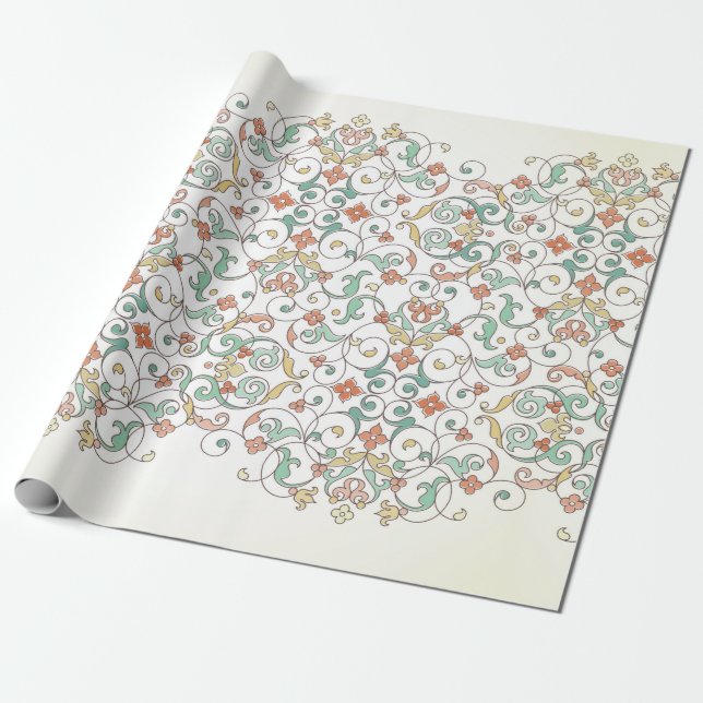 Papel De Regalo borde inmaculado de estilo oriental. O (Desenrollado)