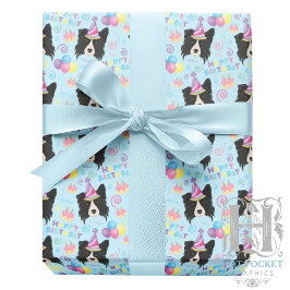 Papel De Regalo Border Collie Birthday Gift Wrapping Paper Blue