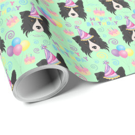 Papel De Regalo Border Collie Birthday Gift Wrapping Paper Green