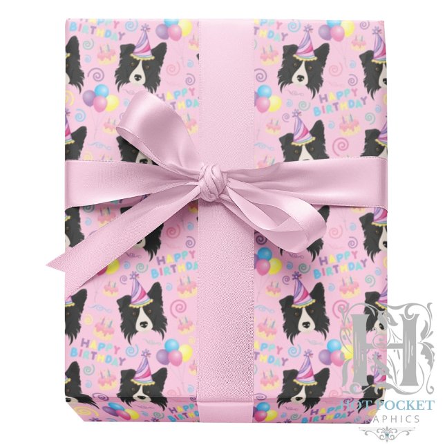 Papel De Regalo Border Collie Birthday Gift Wrapping Paper Pink (Subido por el creador)