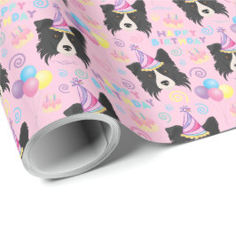 Papel De Regalo Border Collie Birthday Gift Wrapping Paper Pink