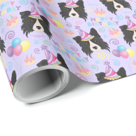 Papel De Regalo Border Collie Birthday Gift Wrapping Paper Purple