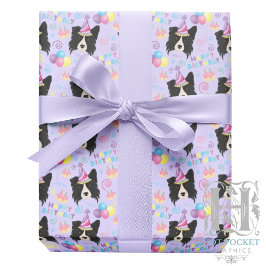 Papel De Regalo Border Collie Birthday Gift Wrapping Paper Purple