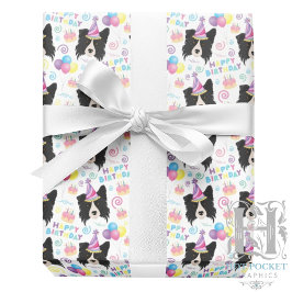 Papel De Regalo Border Collie Birthday Gift Wrapping Paper White
