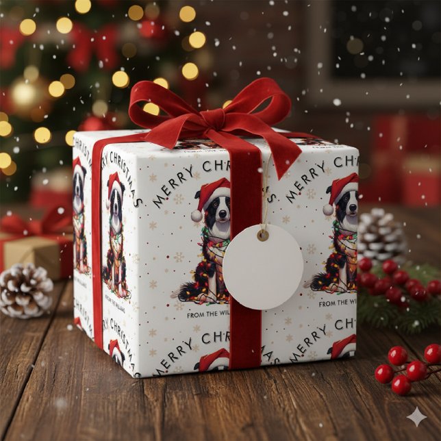 Papel De Regalo Border Collie Dog Wrapped In Christmas Light  (Subido por el creador)