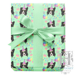 Papel De Regalo Border Collie Wrapping Paper in Green