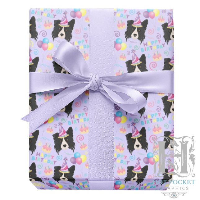 Papel De Regalo Border Collie Wrapping Paper in Purple (Subido por el creador)