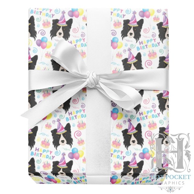 Papel De Regalo Border Collie  Wrapping Paper in White (Subido por el creador)