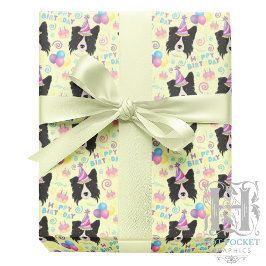 Papel De Regalo Border Collie Wrapping Paper in Yellow