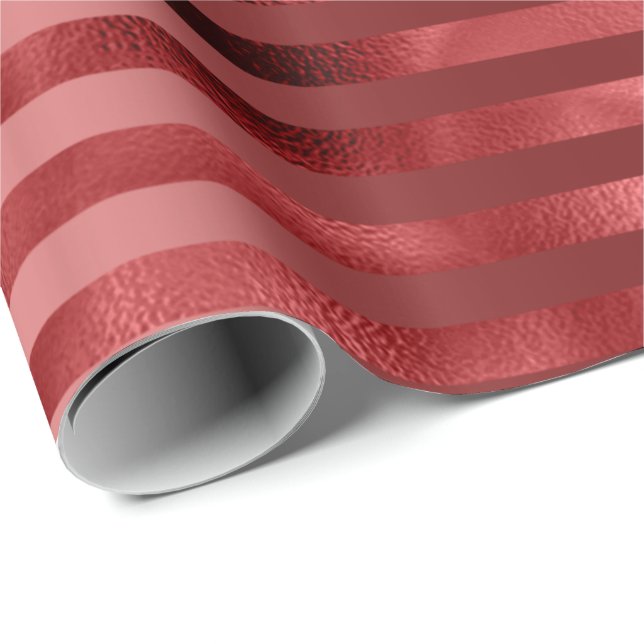 Papel De Regalo Borgoña Bordeaux Red Stripes Lines Monochrom (Esquina del rollo)