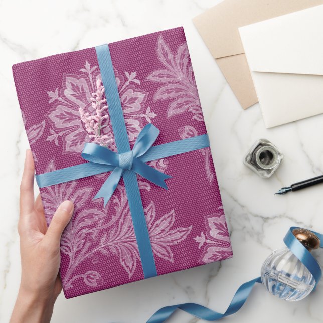 Papel De Regalo Borgoña Floral Lace Bridal Shower (Regalar)